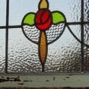 Red Mackintosh Glasgow Rose Heart Swag 2 Panel Antique Glass