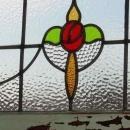 Red Mackintosh Glasgow Rose Heart Swag 2 Panel Antique Glass