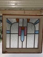 Art Deco Arched Geometric Antique Stained Glass