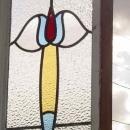 Red & Blue Floral Antique Stained Glass Sidelight