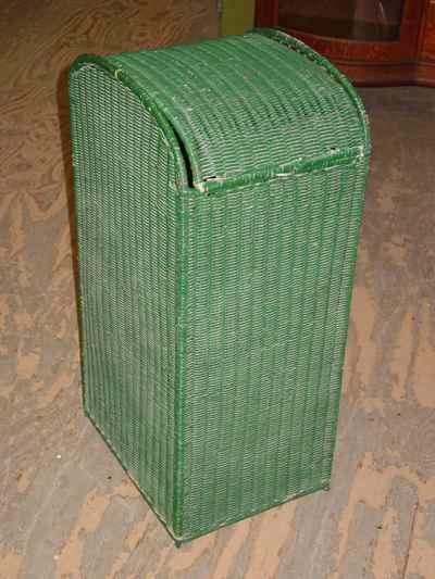Vintage Green Wicker Hamper