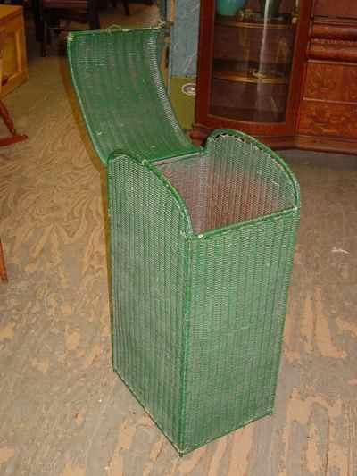 Vintage Green Wicker Hamper