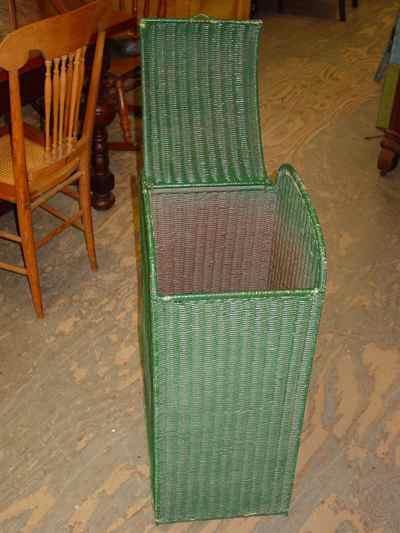 Vintage Green Wicker Hamper