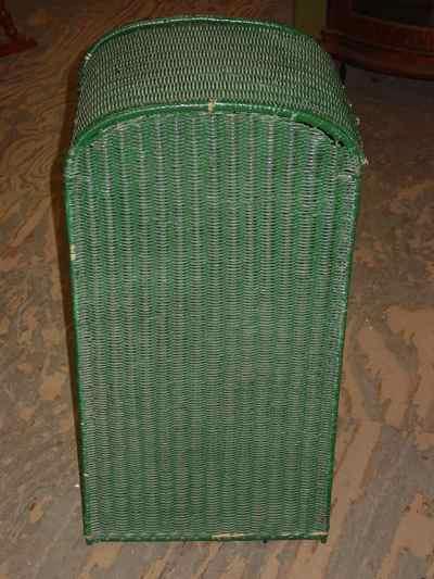 Vintage Green Wicker Hamper