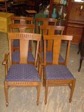 Set of 6 Antique Solid 1/4 Sawn Tiger Oak Chairs