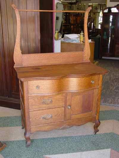 Antique Solid Oak Washstand Commode