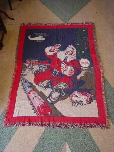 Coca-Cola Sundblom Santa Helicopter Train Afghan