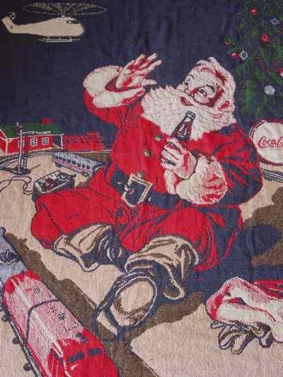 Coca-Cola Sundblom Santa Helicopter Train Afghan