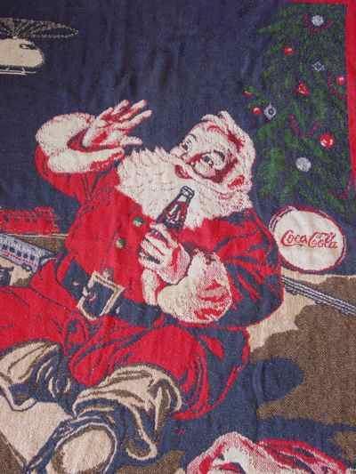 Coca-Cola Sundblom Santa Helicopter Train Afghan