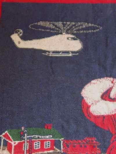 Coca-Cola Sundblom Santa Helicopter Train Afghan