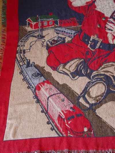 Coca-Cola Sundblom Santa Helicopter Train Afghan