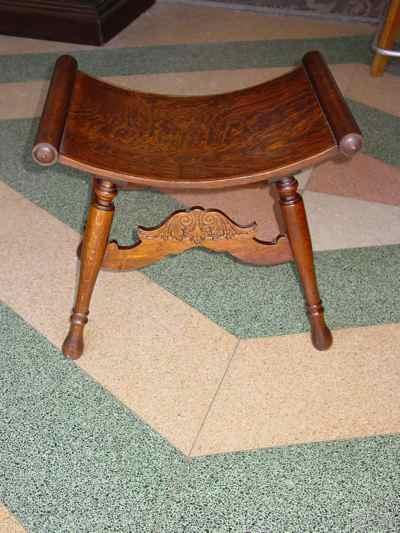 Antique Solid 1/4 Sawn Tiger Oak Saddle Bench Stool