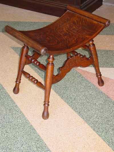Antique Solid 1/4 Sawn Tiger Oak Saddle Bench Stool