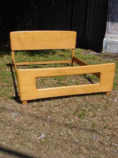 Heywood-Wakefield Solid Maple Champagne Dog Bone Full Size Bed Frame 530