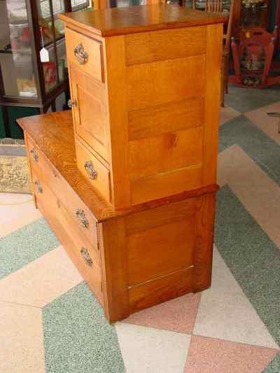 Antique Solid Oak Cheval Dresser