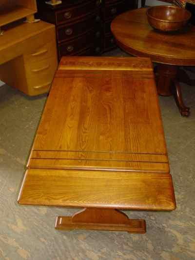 Antique Solid Oak Draw Leaf Trestle Table