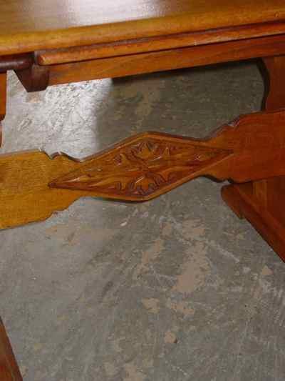 Antique Solid Oak Draw Leaf Trestle Table
