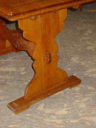 Antique Solid Oak Draw Leaf Trestle Table