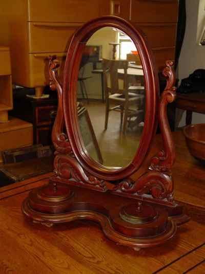 Antique Victorian Solid Mahogany Dressing Shaving Mirror