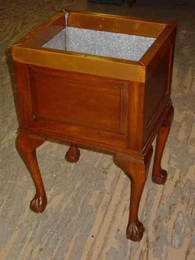 Antique Solid Mahogany Claw & Ball Foot Copper Trim Planter
