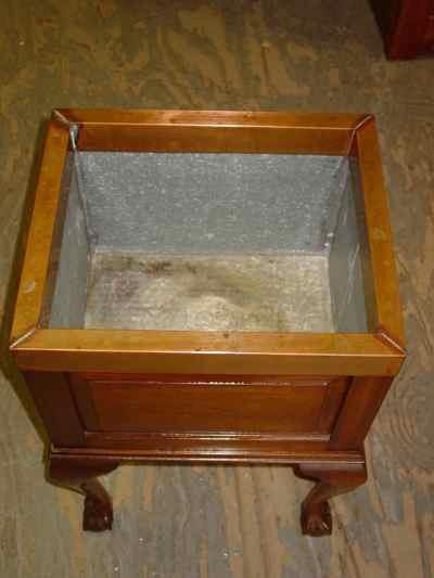 Antique Solid Mahogany Claw & Ball Foot Copper Trim Planter