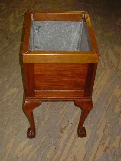 Antique Solid Mahogany Claw & Ball Foot Copper Trim Planter