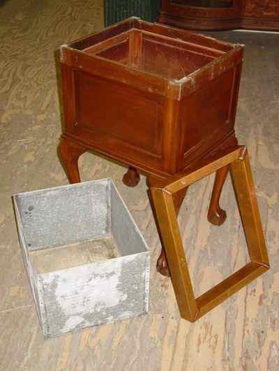 Antique Solid Mahogany Claw & Ball Foot Copper Trim Planter