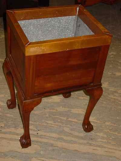 Antique Solid Mahogany Claw & Ball Foot Copper Trim Planter