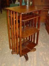 Antique Arts & Crafts Mission Style Solid 1/4 Sawn Tiger Oak Revolving Bookcase