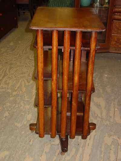 Antique Arts & Crafts Mission Style Solid 1/4 Sawn Tiger Oak Revolving Bookcase