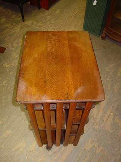Antique Arts & Crafts Mission Style Solid 1/4 Sawn Tiger Oak Revolving Bookcase