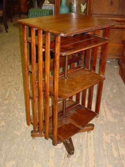 Antique Arts & Crafts Mission Style Solid 1/4 Sawn Tiger Oak Revolving Bookcase
