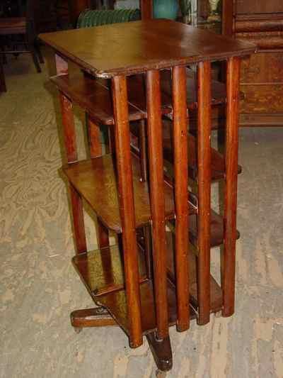 Antique Arts & Crafts Mission Style Solid 1/4 Sawn Tiger Oak Revolving Bookcase