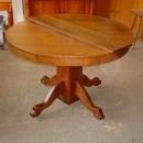 Antique Solid Oak Pedestal Table with Leaf
