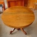 Antique Solid Oak Pedestal Table with Leaf