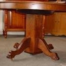 Antique Solid Oak Pedestal Table with Leaf