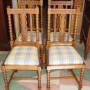 Set of 4 Antique English Spool Style Solid 1/4 Sawn Tiger Oak Chairs