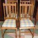 Set of 4 Antique English Spool Style Solid 1/4 Sawn Tiger Oak Chairs