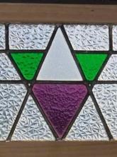 Art Deco Purple & Green Geometric Antique Stained Glass