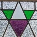 Art Deco Purple & Green Geometric Antique Stained Glass