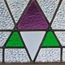 Art Deco Purple & Green Geometric Antique Stained Glass