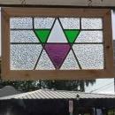 Art Deco Purple & Green Geometric Antique Stained Glass