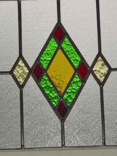 Diamond within Diamond Antique Stained Glass