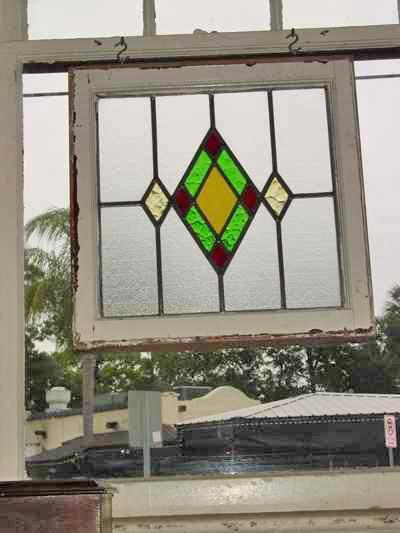 Diamond within Diamond Antique Stained Glass
