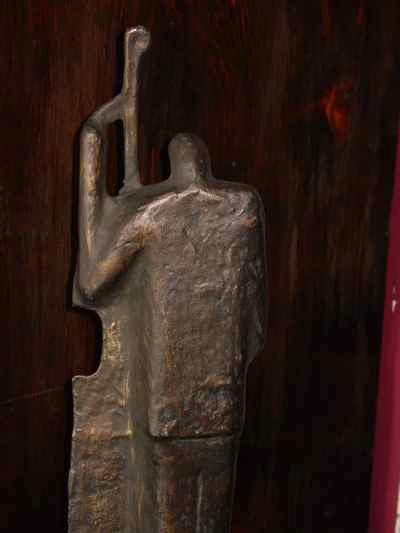 The Bass Player Vintage Bronzed Iron Sculpture on Marble Base