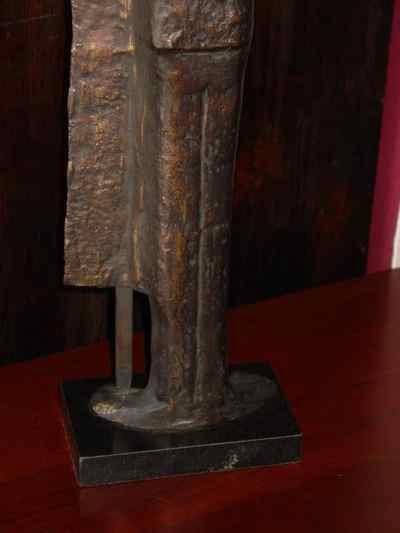The Bass Player Vintage Bronzed Iron Sculpture on Marble Base