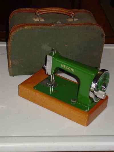 Vintage Necchi Children's Hand Crank Sewing Machine & Carrying Case