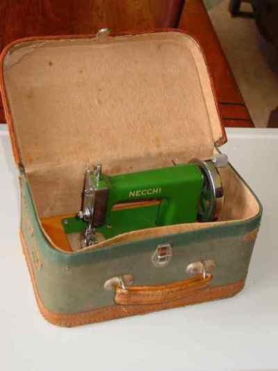 Vintage Necchi Children's Hand Crank Sewing Machine & Carrying Case