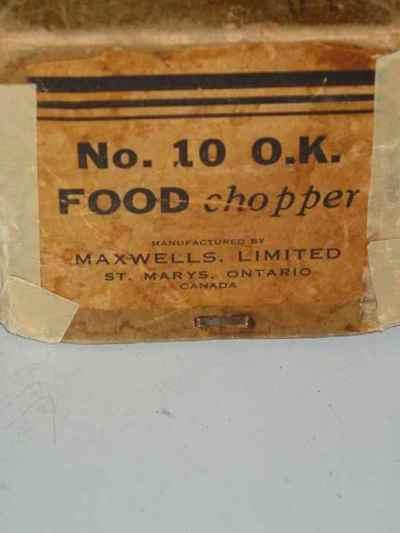 Antique Maxwells Limited No. 10 O.K. Food Chopper in Box