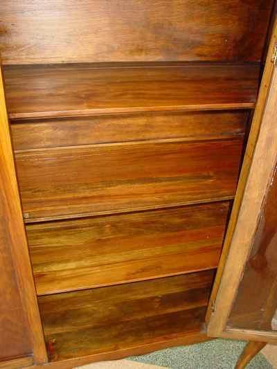 Vintage Golden Walnut China Cabinet with Cabriole Legs